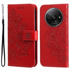 Peněženkové pouzdro Embossing Pattern Flowery Mandala červené – Xiaomi Redmi A3 | Levné Kryty | Levné Kryty | Levné Kryty