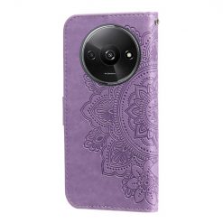 Peněženkové pouzdro Embossing Pattern Flowery Mandala fialové – Xiaomi Redmi A3 | Levné Kryty | Levné Kryty | Levné Kryty