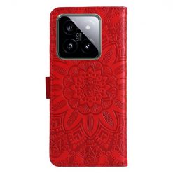 Peněženkové pouzdro Embossing Pattern Slunečnice červené – Xiaomi 14 | Levné Kryty | Levné Kryty | Levné Kryty