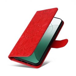Peněženkové pouzdro Embossing Pattern Slunečnice červené – Xiaomi 14 | Levné Kryty | Levné Kryty | Levné Kryty