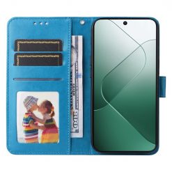 Peněženkové pouzdro Embossing Pattern Slunečnice modré – Xiaomi 14 | Levné Kryty | Levné Kryty | Levné Kryty