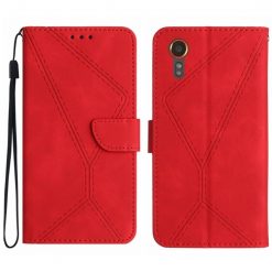 Peněženkové pouzdro Embossing Pattern Stitchy case červené – Samsung Galaxy Xcover 7 | Levné Kryty | Levné Kryty | Levné Kryty