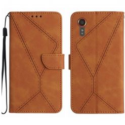 Peněženkové pouzdro Embossing Pattern Stitchy case hnědé – Samsung Galaxy Xcover 7 | Levné Kryty | Levné Kryty | Levné Kryty