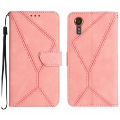 Peněženkové pouzdro Embossing Pattern Stitchy case růžové – Samsung Galaxy Xcover 7 | Levné Kryty | Levné Kryty | Levné Kryty