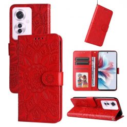 Peněženkové pouzdro Embossing Pattern Slunečnice červené – Oppo Reno 11 F 5G | Levné Kryty | Levné Kryty | Levné Kryty