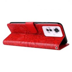 Peněženkové pouzdro Embossing Pattern Slunečnice červené – Oppo Reno 11 F 5G | Levné Kryty | Levné Kryty | Levné Kryty