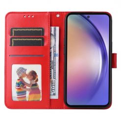 Peněženkové pouzdro Embossing Pattern Slunečnice červené – Samsung Galaxy A35 5G | Levné Kryty | Levné Kryty | Levné Kryty