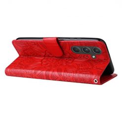 Peněženkové pouzdro Embossing Pattern Slunečnice červené – Samsung Galaxy A35 5G | Levné Kryty | Levné Kryty | Levné Kryty