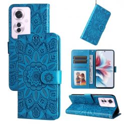 Peněženkové pouzdro Embossing Pattern Slunečnice modré – Oppo Reno 11 F 5G | Levné Kryty | Levné Kryty | Levné Kryty