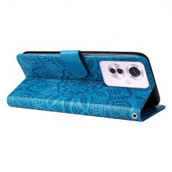 Peněženkové pouzdro Embossing Pattern Slunečnice modré – Oppo Reno 11 F 5G | Levné Kryty | Levné Kryty | Levné Kryty