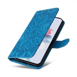 Peněženkové pouzdro Embossing Pattern Slunečnice modré – Oppo Reno 11 F 5G | Levné Kryty | Levné Kryty | Levné Kryty
