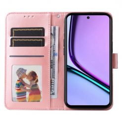 Peněženkové pouzdro Embossing Pattern Slunečnice růžové – Realme C67 4G | Levné Kryty | Levné Kryty | Levné Kryty