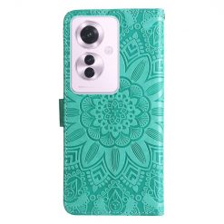 Alternative view of Peněženkové pouzdro Embossing Pattern Slunečnice zelené – Oppo Reno 11 F 5G