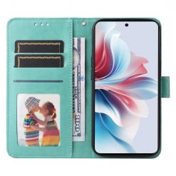 Peněženkové pouzdro Embossing Pattern Slunečnice zelené – Oppo Reno 11 F 5G | Levné Kryty | Levné Kryty | Levné Kryty