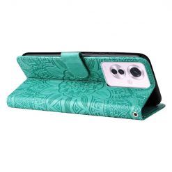 Peněženkové pouzdro Embossing Pattern Slunečnice zelené – Oppo Reno 11 F 5G | Levné Kryty | Levné Kryty | Levné Kryty