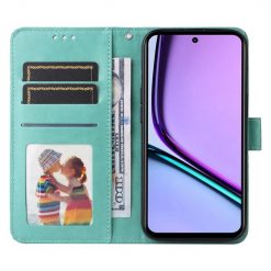 Peněženkové pouzdro Embossing Pattern Slunečnice zelené – Realme C67 4G | Levné Kryty | Levné Kryty | Levné Kryty
