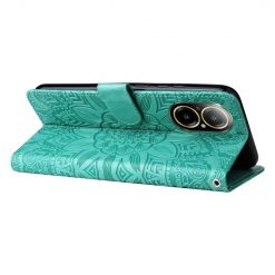 Peněženkové pouzdro Embossing Pattern Slunečnice zelené – Realme C67 4G | Levné Kryty | Levné Kryty | Levné Kryty