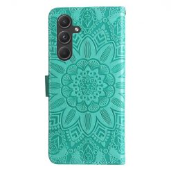 Peněženkové pouzdro Embossing Pattern Slunečnice zelené – Samsung Galaxy A35 5G | Levné Kryty | Levné Kryty | Levné Kryty