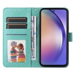 Peněženkové pouzdro Embossing Pattern Slunečnice zelené – Samsung Galaxy A35 5G | Levné Kryty | Levné Kryty | Levné Kryty