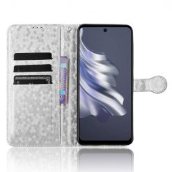 Alternative view of Peněženkové pouzdro Honeycomb Dot Texture Case stříbrné – Tecno Spark 20 Pro