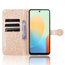 Peněženkové pouzdro Honeycomb Dot Texture Case zlaté – Tecno Spark 20C / 20 / Go 2024 | Levné Kryty | Levné Kryty | Levné Kryty