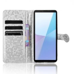 Peněženkové pouzdro Honeycomb Dot Texture Case stříbrné – Sony Xperia 10 VI | Levné Kryty | Levné Kryty | Levné Kryty