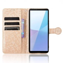 Peněženkové pouzdro Honeycomb Dot Texture Case zlaté – Sony Xperia 10 VI | Levné Kryty | Levné Kryty | Levné Kryty