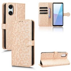 Peněženkové pouzdro Honeycomb Dot Texture Case zlaté – Sony Xperia 10 VI | Levné Kryty | Levné Kryty | Levné Kryty