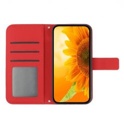 Peněženkové pouzdro Embossing Pattern Květ case červené – Xiaomi Redmi 13 | Levné Kryty | Levné Kryty | Levné Kryty