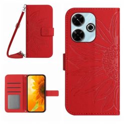 Peněženkové pouzdro Embossing Pattern Květ case červené – Xiaomi Redmi 13 | Levné Kryty | Levné Kryty | Levné Kryty