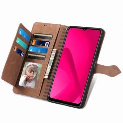 Peněženkové pouzdro Embossing Pattern Leaf case hnědé – T Phone 2 Pro | Levné Kryty | Levné Kryty | Levné Kryty
