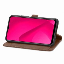 Peněženkové pouzdro Embossing Pattern Leaf case hnědé – T Phone 2 Pro | Levné Kryty | Levné Kryty | Levné Kryty