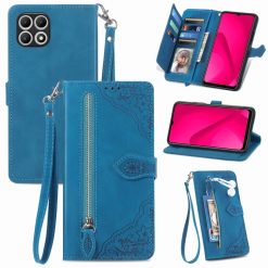 Peněženkové pouzdro Embossing Pattern Leaf case modré – T Phone 2 | Levné Kryty | Levné Kryty | Levné Kryty