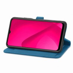 Peněženkové pouzdro Embossing Pattern Leaf case modré – T Phone 2 | Levné Kryty | Levné Kryty | Levné Kryty