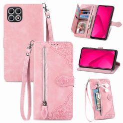 Peněženkové pouzdro Embossing Pattern Leaf case růžové – T Phone 2 | Levné Kryty | Levné Kryty | Levné Kryty