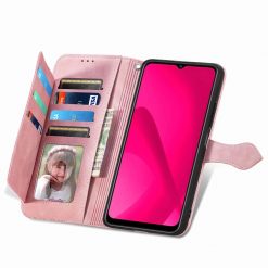 Peněženkové pouzdro Embossing Pattern Leaf case růžové – T Phone 2 | Levné Kryty | Levné Kryty | Levné Kryty