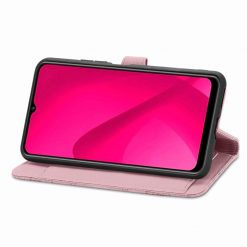 Peněženkové pouzdro Embossing Pattern Leaf case růžové – T Phone 2 | Levné Kryty | Levné Kryty | Levné Kryty
