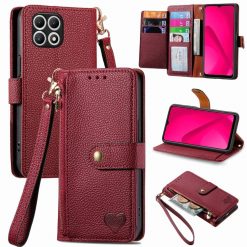 Peněženkové pouzdro Heart zip case červené – T Phone 2 Pro | Levné Kryty | Levné Kryty | Levné Kryty