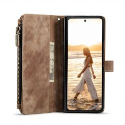 Multifunkční peněženkové pouzdro CaseMe Zip case hnědé – Samsung Galaxy Z Fold 6 | Levné Kryty | Levné Kryty  | Levné Kryty
