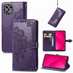 Peněženkové pouzdro Embossing Pattern Mandala Flower fialové – T Phone 2 | Levné Kryty | Levné Kryty | Levné Kryty