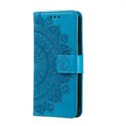 Peněženkové pouzdro Embossing Pattern Mandala Flower modré – Motorola Moto G85 5G | Levné Kryty | Levné Kryty | Levné Kryty
