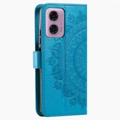 Peněženkové pouzdro Embossing Pattern Mandala Flower modré – Motorola Moto G85 5G | Levné Kryty | Levné Kryty | Levné Kryty
