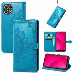 Peněženkové pouzdro Embossing Pattern Mandala Flower modré – T Phone 2 | Levné Kryty | Levné Kryty | Levné Kryty