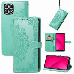 Peněženkové pouzdro Embossing Pattern Mandala Flower zelené – T Phone 2 | Levné Kryty | Levné Kryty | Levné Kryty