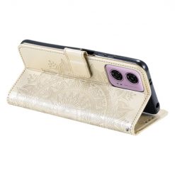 Peněženkové pouzdro Embossing Pattern Mandala Flower zlaté – Motorola Moto G85 5G | Levné Kryty | Levné Kryty | Levné Kryty