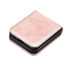 Pouzdro Embossing Pattern Motyl bledorůžové – Samsung Galaxy Z Flip 6 / Z Flip 7 FE | Levné Kryty | Levné Kryty | Levné Kryty