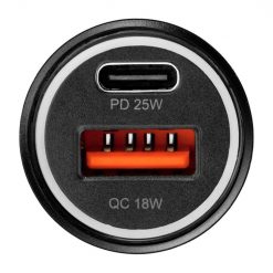 Nabíječka do auta Blue Star 3A 25W USB-C + USB-A PD QC3.0 AFC PPS černá | Levné Kryty | Levné Kryty | Levné Kryty