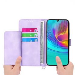 Samsung Galaxy A16 4G/5G / Samsung Galaxy A17 5G Peněženkové pouzdro Embossing Pattern Flowery Mandala fialové | Levné Kryty | Levné Kryty | Levné Kryty