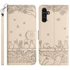 Samsung Galaxy A16 4G/5G Peněženkové pouzdro Embossing Pattern Kočky béžové | Levné Kryty | Levné Kryty | Levné Kryty