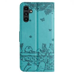 Peněženkové pouzdro Embossing Pattern Kočky modré – Samsung Galaxy S24 FE | Levné Kryty | Levné Kryty | Levné Kryty